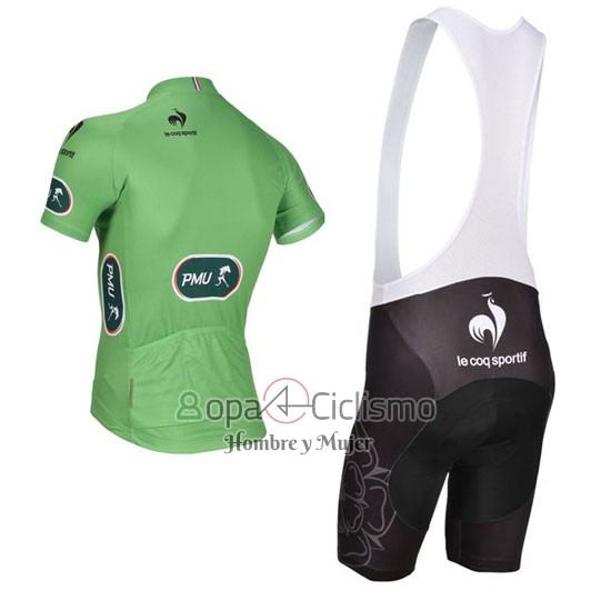 Tour DE Francia Ropa Ciclismo Culotte Corto 2014 Hombre Mangas Cortas Verde